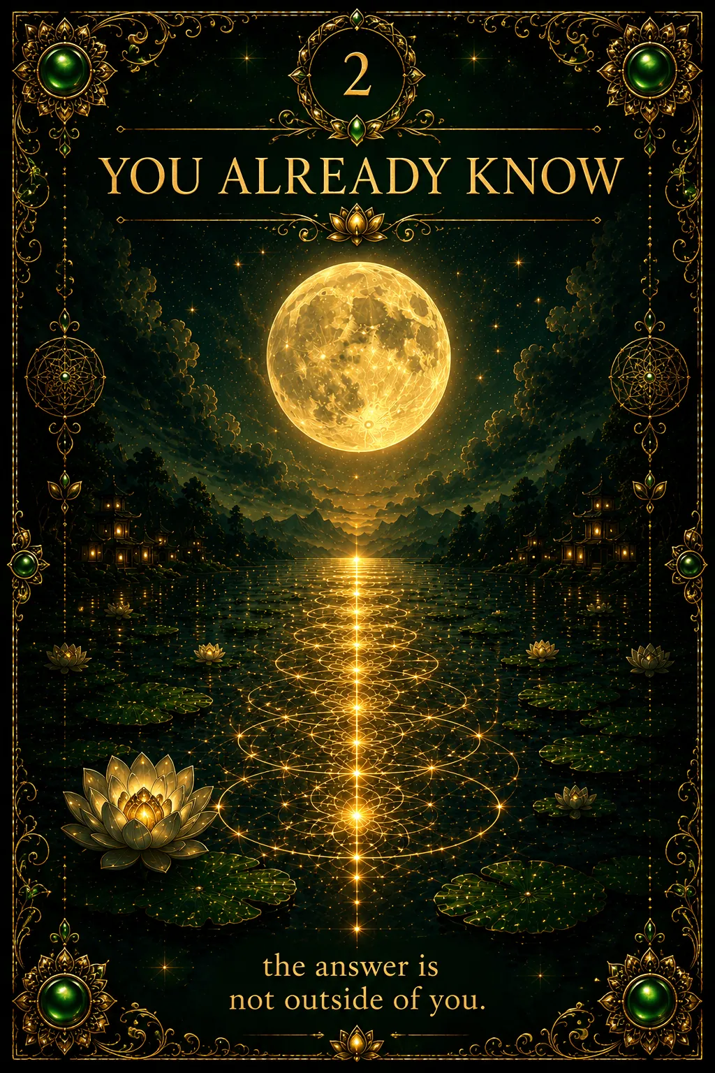 Green Tara oracle card 2: You Already Know — The Moonwhite One