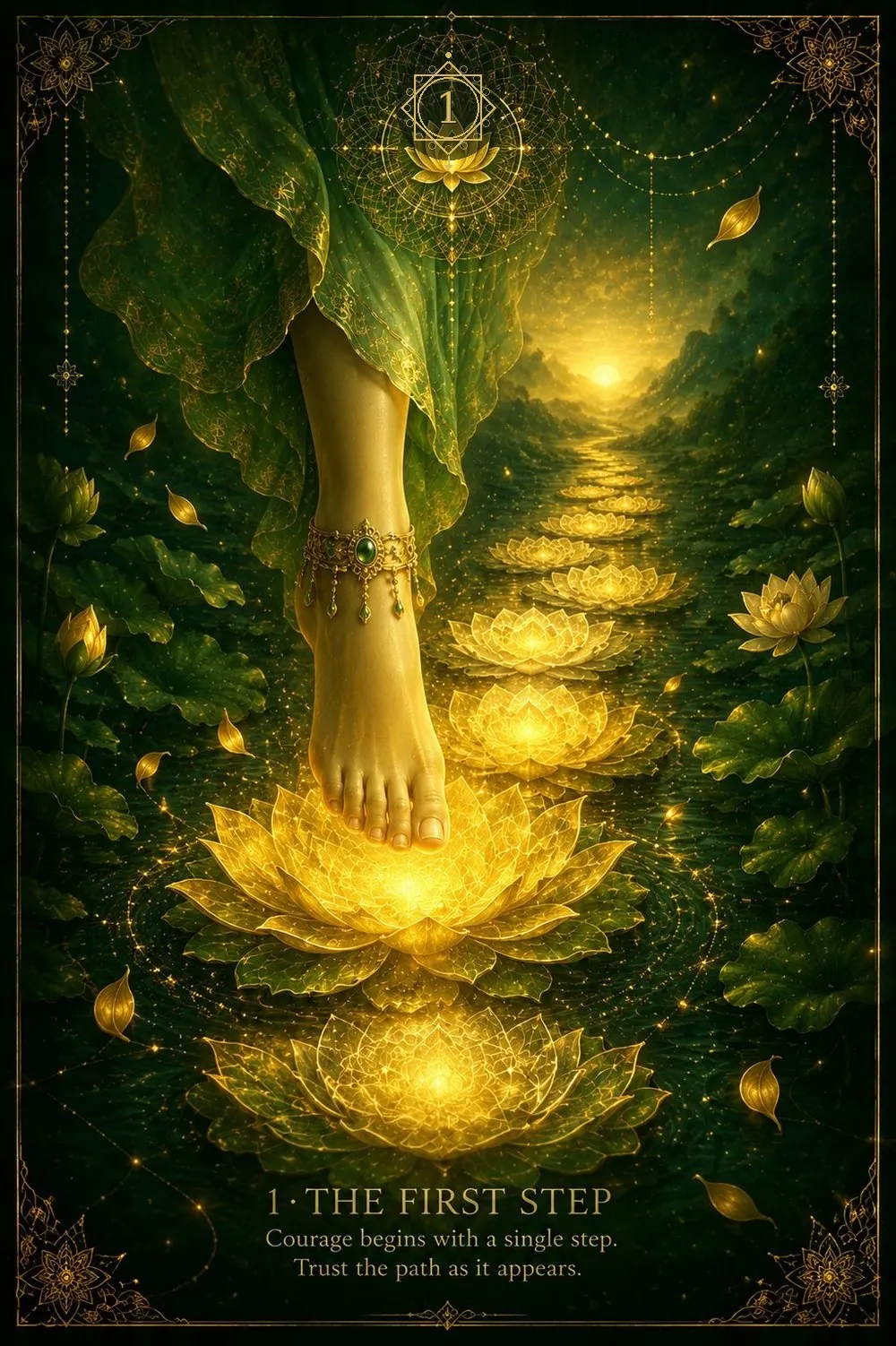 Card 1: The First Step — Courage begins with a single step.