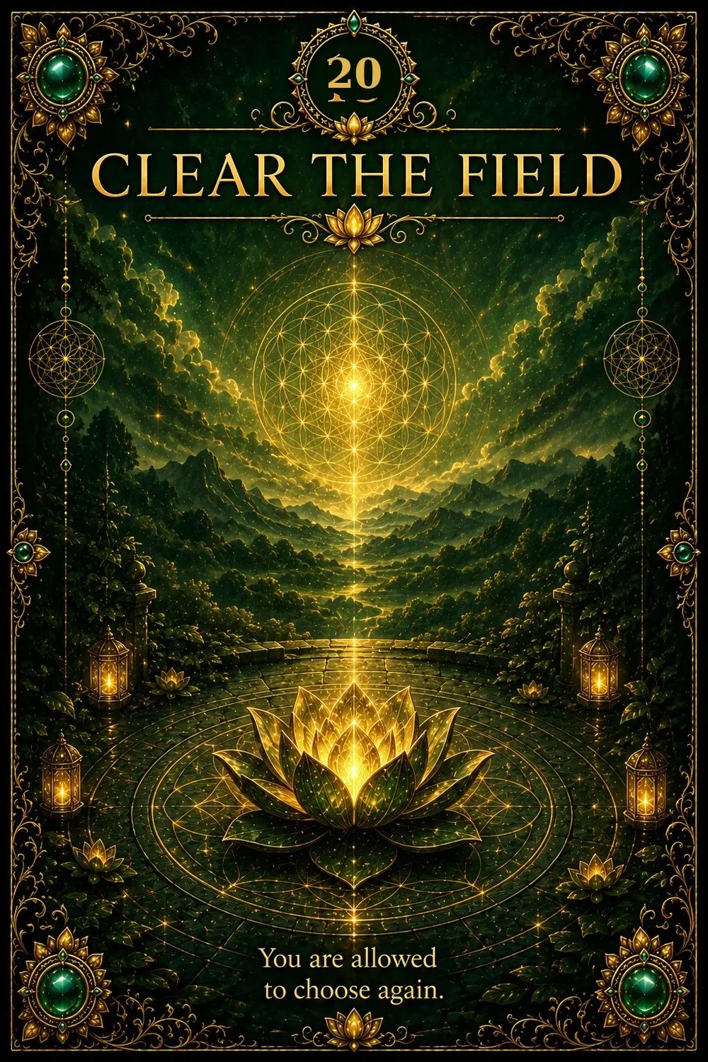 Green Tara oracle card 20: Clear the Field — She Who Clears the Field