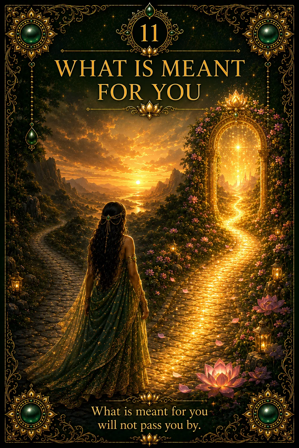 Green Tara oracle card 11: What Is Meant For You — She Who Summons